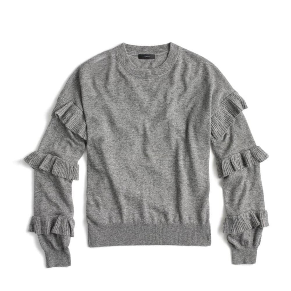 NWT J Crew Ruffle Sleeve Sweater Medium